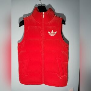 Adidas Adicolor 70s Velvet Down Puffer Vest Women's Sz XS Scarlet Red [IB2030]